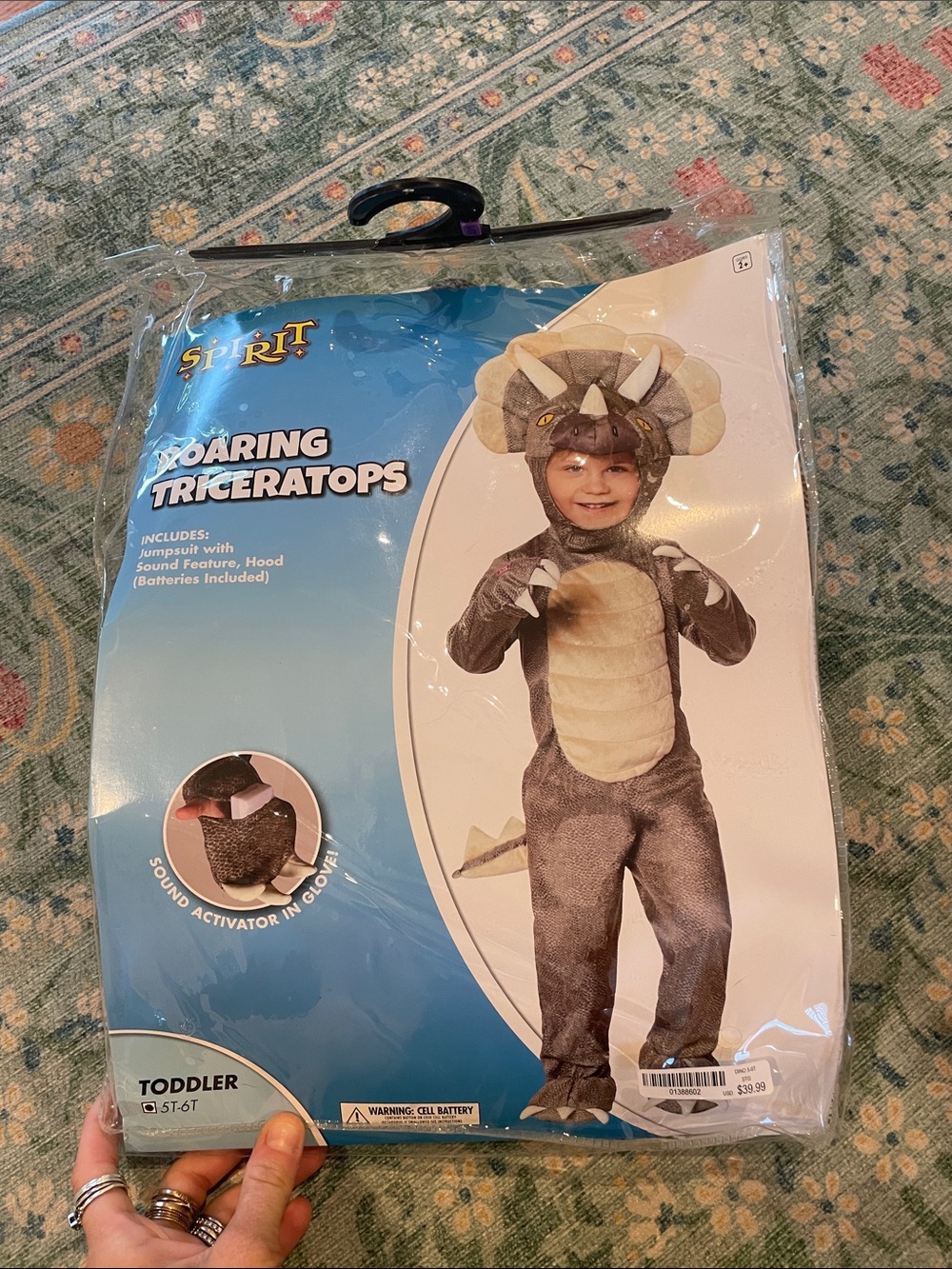 Spirit Roaring Triceratops Toddler Costume - Gray and Cream
